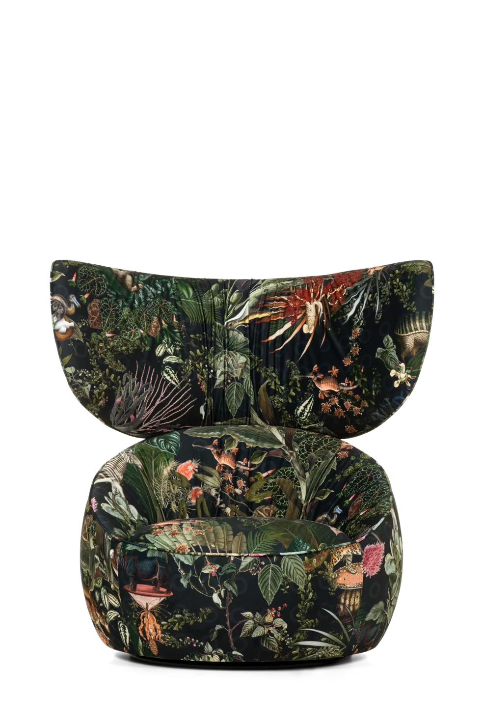 Hana Armchair Wingback Menagerie of Extinct Animals fabric